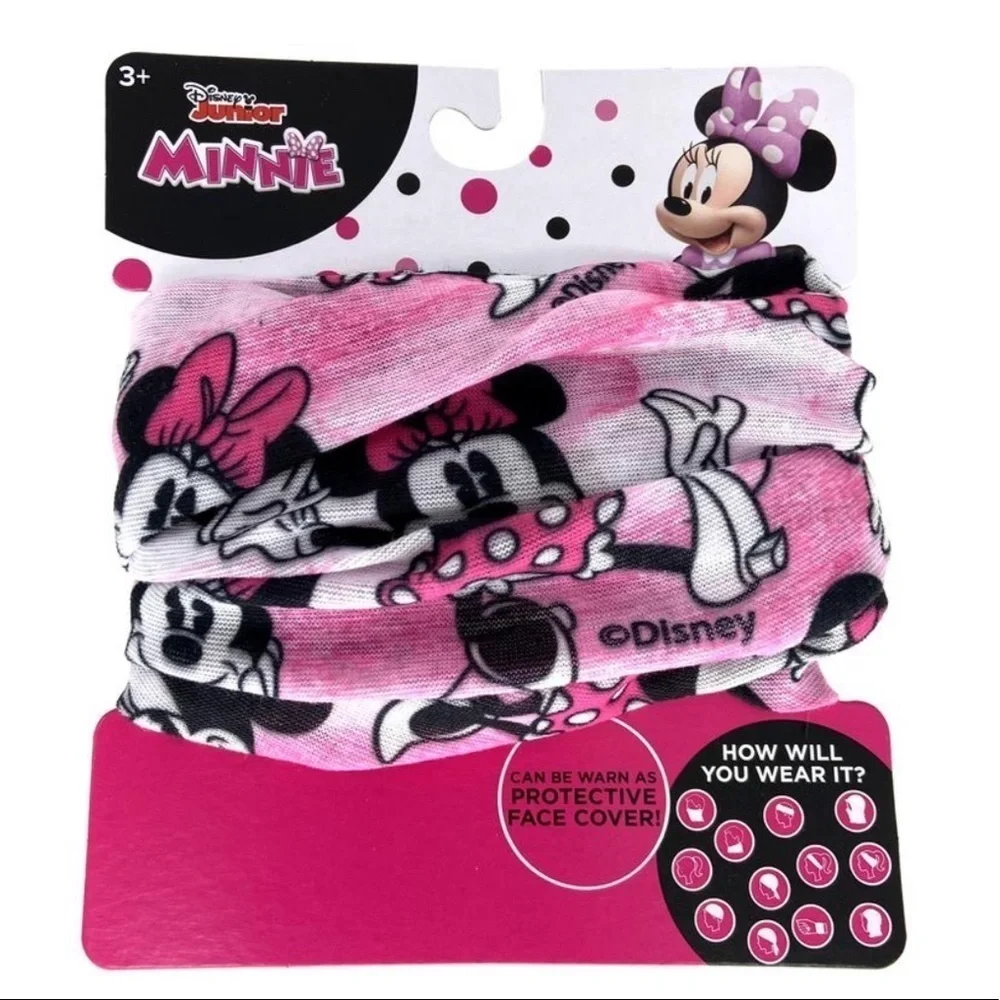 Disney Minnie Mouse Print Neck Gaiter Wrap Girls Barbie Pink Age 3+